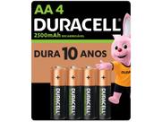 Pilha Recarregável AA Pequena Duracell Com 4 Unidades