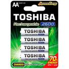 PILHA RECARREGÁVEL AA TOSHIBA TNH6GAE 1,2 2600mAh COM 4 UND