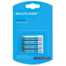 Pilha Recarregável AAA 1000 mah Multilaser Recarregáveis CB050 KIT 04 Unidades Alta Capacidade