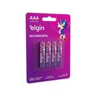 Pilha Recarregável AAA Palito - 1.000Mah Blister com 4 Unidades Elgin - 000000082171 Pilha Recarregável AAA Palito - 1.000Mah Blister com 4 Unidades Elgin - 000000082171