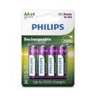 Pilha Recarregável AAA Pequena Com 4 Unid. 2500mah Philips