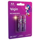 Pilha Recarregável Elgin AA 2700mAh Pacote com 2 Unidades Originais Kit Peças Duráveis e Econômicas