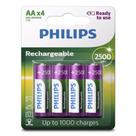 Pilha Recarregável Philips AA C/4 2500 mAh