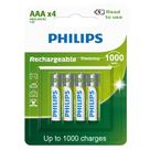 Pilha Recarregável Philips Aaa 1000 mAh Palito com 4 Unidades Prontas pro Uso RTU Pilha Recarregável Philips Aaa 1000 mAh Palito com 4 Unidades Prontas pro Uso RTU