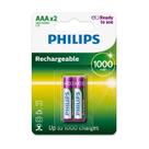 Pilha recarregavel philips aaa c/2 1000mah palito