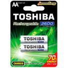 Pilha Recarregável Toshiba Tipo AA 2600mAh, TNH6GAE BP-2C, 1.2V, Embalagem c/ 2 Pilhas