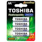 Pilha Recarregável Toshiba Tipo AA 2600mAh, TNH6GAE BP-4C, 1.2V, Embalagem c/ 4 Pilhas
