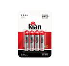 Pilha Zinco Aaa R03 1.5v Blister Com 4 Unidade Kian Lacrado