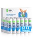 Pilhas AA EBL, pacote com 36, alcalinas de 1,5 V, de longa duração