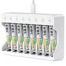 Pilhas AAA recarregáveis EBL 1100mAh, pacote com 8 baterias com carregador
