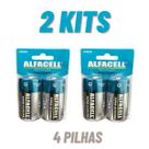Pilhas alcalinas GR D 1,5V c/2 kits 4 pilhas Modelo LR202B - Marca Alfacell
