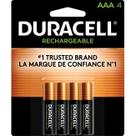 Pilhas recarregáveis Duracell AAA, pacote com 4