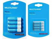 Pilhas Recarregáveis Multilaser Com 4 AA E 4 AAA Xbox Controle Microfone