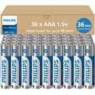 Pilhas ultraalcalinas PHILIPS AAA de 1,5 V, pacote com 36 unidades de 10 anos Pilhas ultraalcalinas PHILIPS AAA de 1,5 V, pacote com 36 unidades de 10 anos
