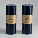 Pillar Candle MOZEAL 3x8 derramada à mão em azul marinho sem perfume, conjunto de 2