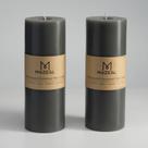Pillar Candle MOZEAL 3x8, derramada à mão, sem perfume, cinza escuro, conjunto de 2