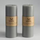 Pillar Candle MOZEAL 3x8, derramado à mão, sem perfume, conjunto de 2 cinzas