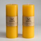 Pillar Candle MOZEAL 3x8, vertida à mão, amarela sem perfume, conjunto de 2