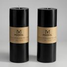 Pillar Candle MOZEAL, derramada à mão, sem perfume, 3 x 8 polegadas, preta, conjunto de 2