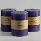 Pillar Candle MOZEAL, derramada à mão, sem perfume, 3x4, roxa, conjunto de 3