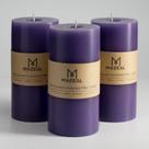 Pillar Candle MOZEAL, derramada à mão, sem perfume, 3x6, roxa, conjunto de 3 Pillar Candle MOZEAL, derramada à mão, sem perfume, 3x6, roxa, conjunto de 3