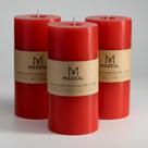 Pillar Candle MOZEAL, derramada à mão, sem perfume, 3x6, vermelha, conjunto de 3