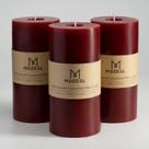 Pillar Candle MOZEAL, derramada à mão, sem perfume, 3x6, vermelho escuro, conjunto 3