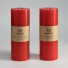 Pillar Candle MOZEAL, derramada à mão, sem perfume, 3x8, vermelha, conjunto de 2
