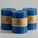 Pillar Candle MOZEAL, derramada à mão, sem perfume, azul 3x4, conjunto de 3