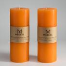 Pillar Candle MOZEAL, derramada à mão, sem perfume, laranja de 3 x 8 polegadas, conjunto de 2