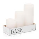 Pillar Candles Bask Mottled, branco sem perfume, conjunto de 3