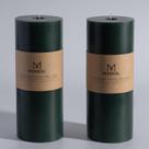 Pillar Candles MOZEAL, extra grande, verde escuro, 25 cm, conjunto de 2