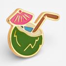 Pin Coco Com Canudo Ouro Resinado Pin Coco Com Canudo Ouro Resinado