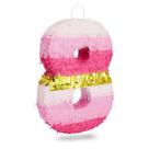 Pinata BLUE PANDA número 8 rosa e dourado para meninas, 8º aniversário