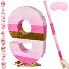 Piñata PCFING Número 9 Piñata em ouro rosa 50 cm com bastão e confete Piñata PCFING Número 9 Piñata em ouro rosa 50 cm com bastão e confete