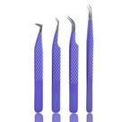 Pinça de cílios com ponta de fibra de aço inoxidável MK Queens (conjunto 4)