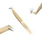 Pinça NAGARAKU AG-09 com ponta de fibra, tipo L, dourada, 11 cm