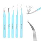 Pinça para cílios Ms.Queen Fiber Tip, isolamento curvo, 45 a 90 graus
