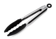 Pinça Pegador Multiuso Silicone Preto 23cm Utensilio Cozinha