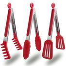 Pinças de cozinha HST, pacote com 3, aço inoxidável antiaderente com ponta de silicone