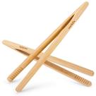 Pinças para torradas de bambu, conjunto de pinças clássicas reutilizáveis para cozinhar em madeira