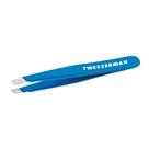 Pinças Tweezerman Mini Slant Travel para sobrancelhas azuis