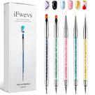 Pincéis de arte para unhas IFWEV, 5 peças de pincel de ponta dupla e ferramenta de pontilhamento