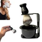 Pincel De Barbear Cumbuca Barbearia Barba Bigode Banheiro Preto