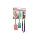 Pincel Espátula Pegador Utensílio Kit 3 Peças Bolos Pinça Cozinha Colorido