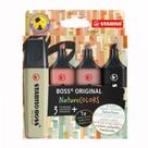 Pincel marca texto Boss Nature Colors 70/4-2-3 - estojo com 4 cores - Stabilo