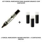 Pincel marcador quadro branco com 3 cartuchos preto pilot