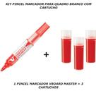 Pincel marcador quadro branco com 3 cartuchos vermelho pilot Pincel marcador quadro branco com 3 cartuchos vermelho pilot