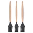 Pincel p Cozinha Preto Silicone Cabo Bambu Untador - 3un