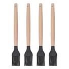 Pincel p Cozinha Preto Silicone Cabo Bambu Untador - 4un
